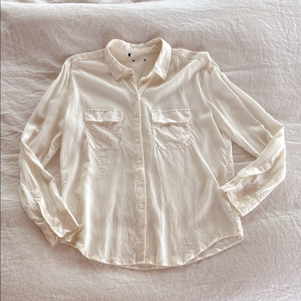 Classic Cream Button-Up Shirt - Women
